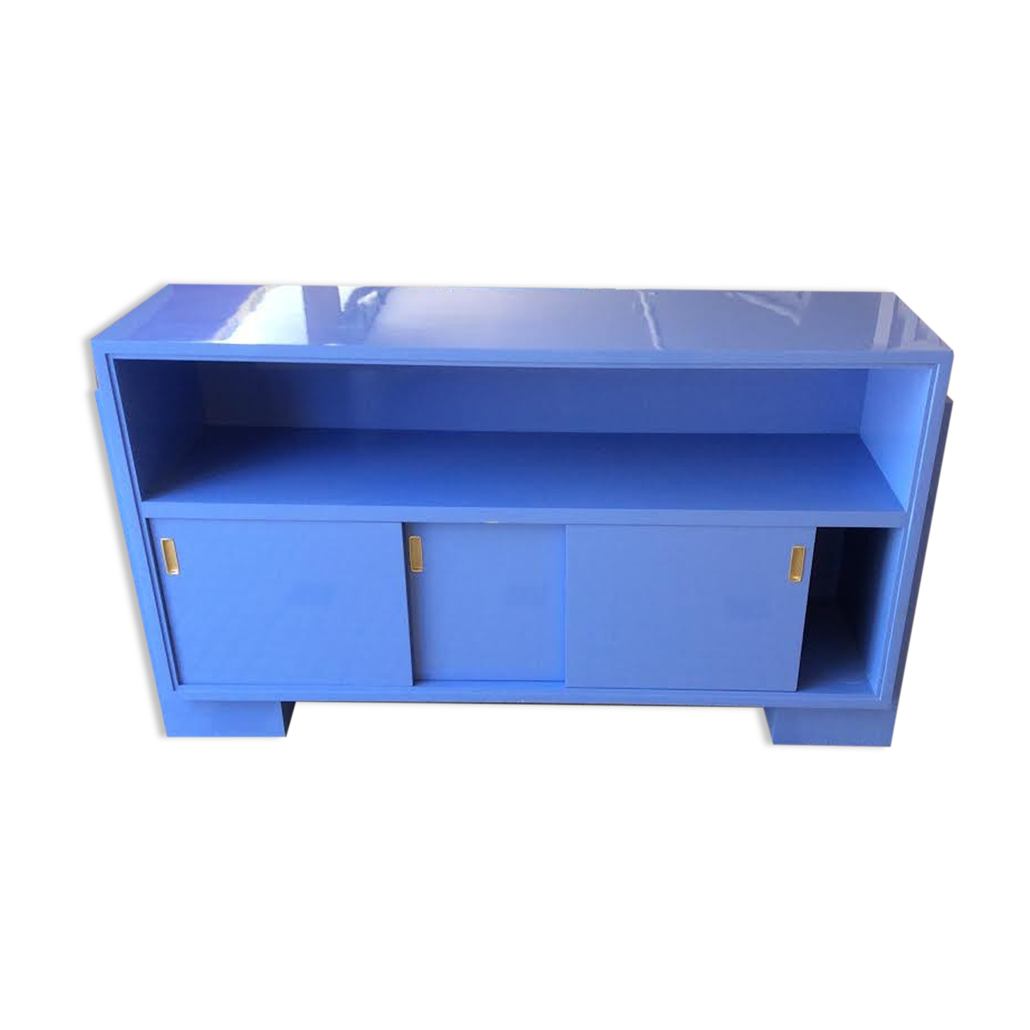 Blue lacquered low cabinet