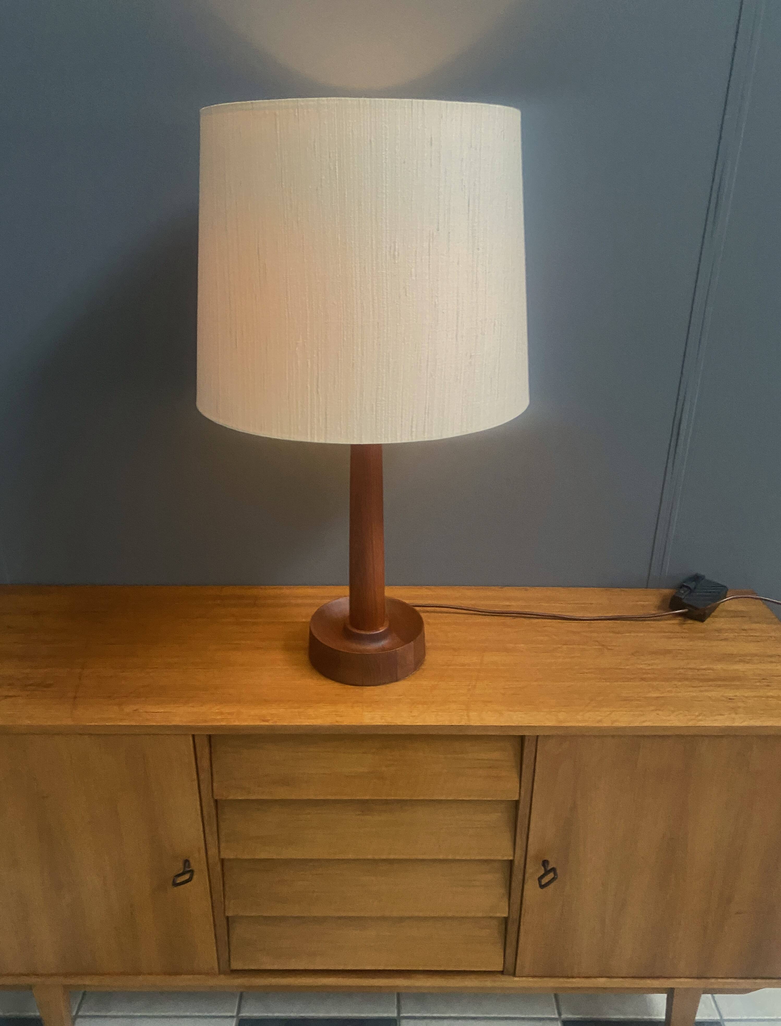 Uno & Östen Kristiansson Teak tablellamp for Luxus Denmark 1970s