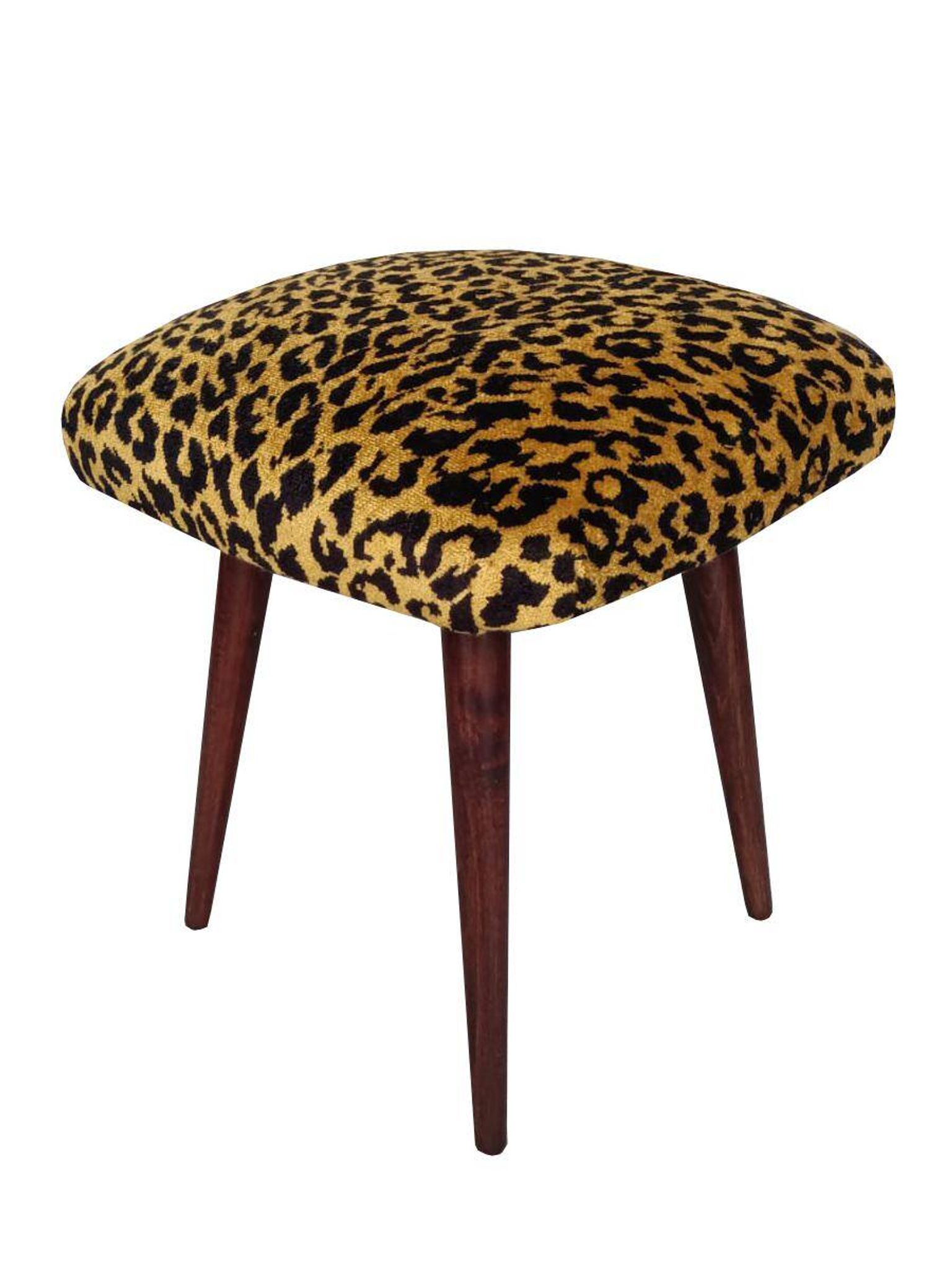 Pair of leopard velvet stools mid-century, Europe, 1960s