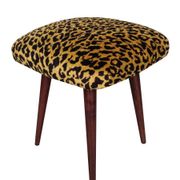 Pair of leopard velvet stools mid-century, Europe, 1960s