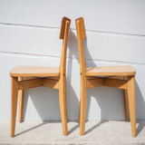 Pair of Luterma wooden chairs, light wood chair, bistro chair, extra chair, kitchen, countryside