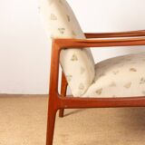 Pair of Scandinavian armchairs in teak and new fabric, 1960.