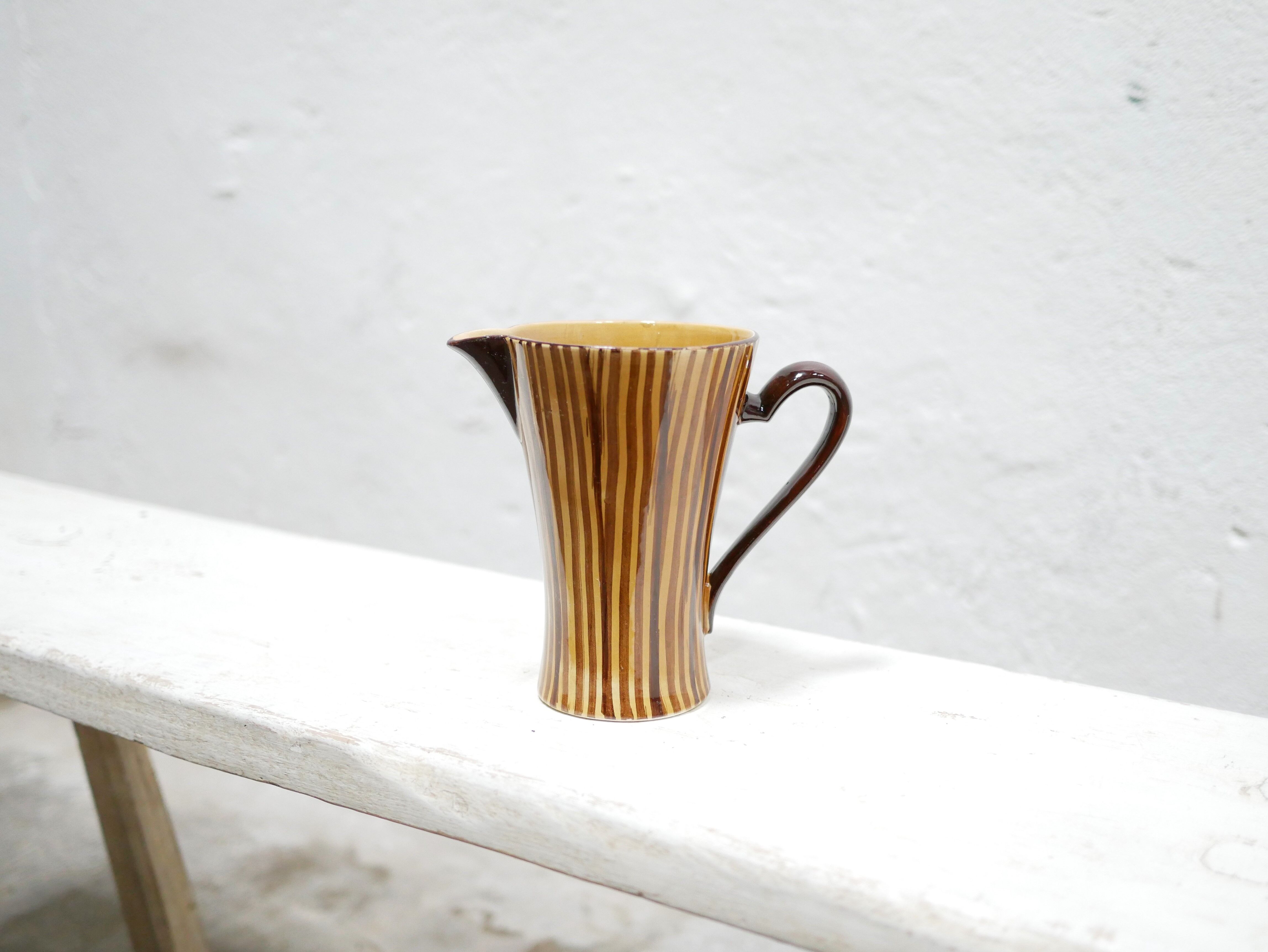 Vintage ceramic pitcher by the Sarreguemines manufacture