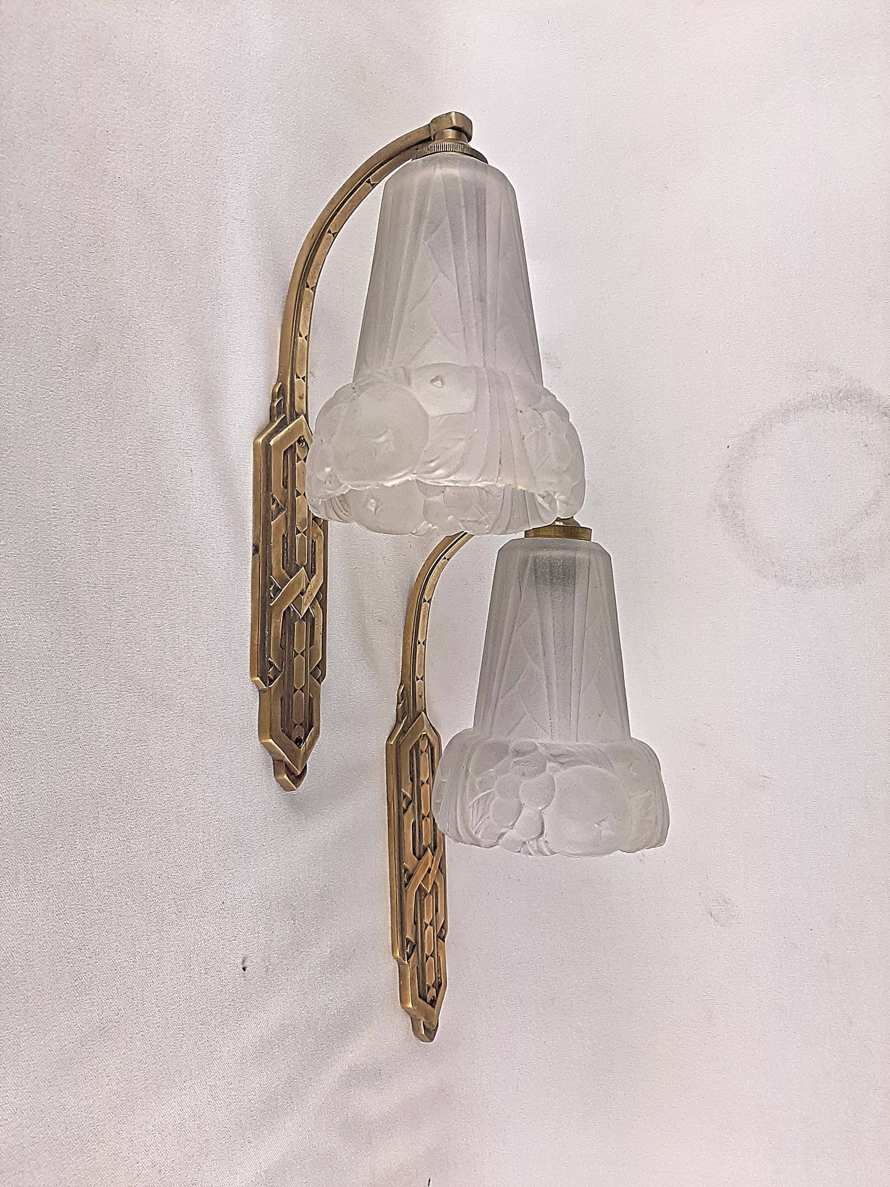 Pair of Art Deco period wall lamps