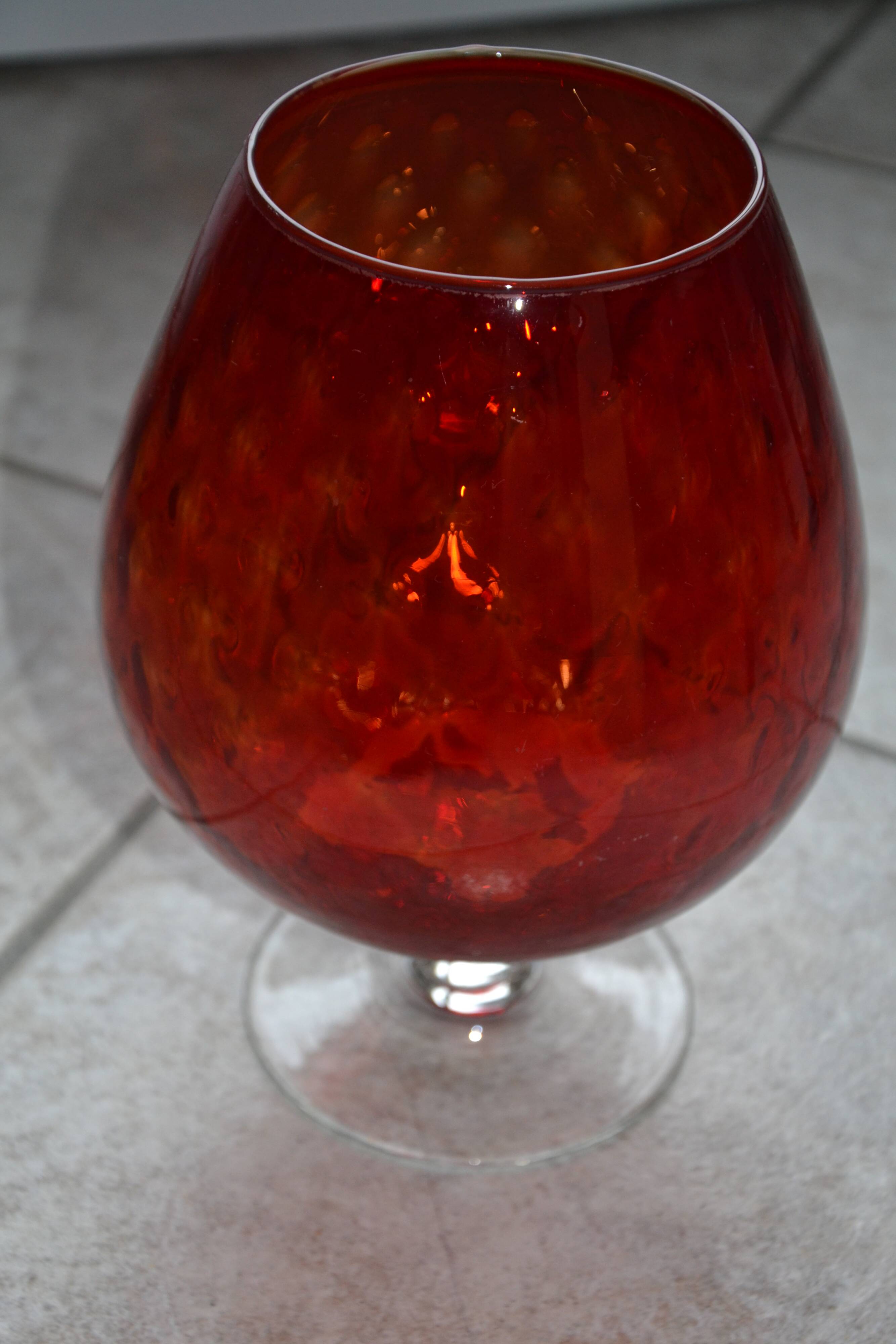 Vintage Italian red vase on foot