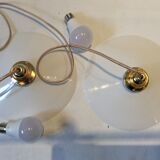 Duo of vintage opaline pendant lights