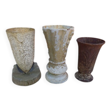 Set of 3 cast iron vases from 1900 from Charleville - Mézières