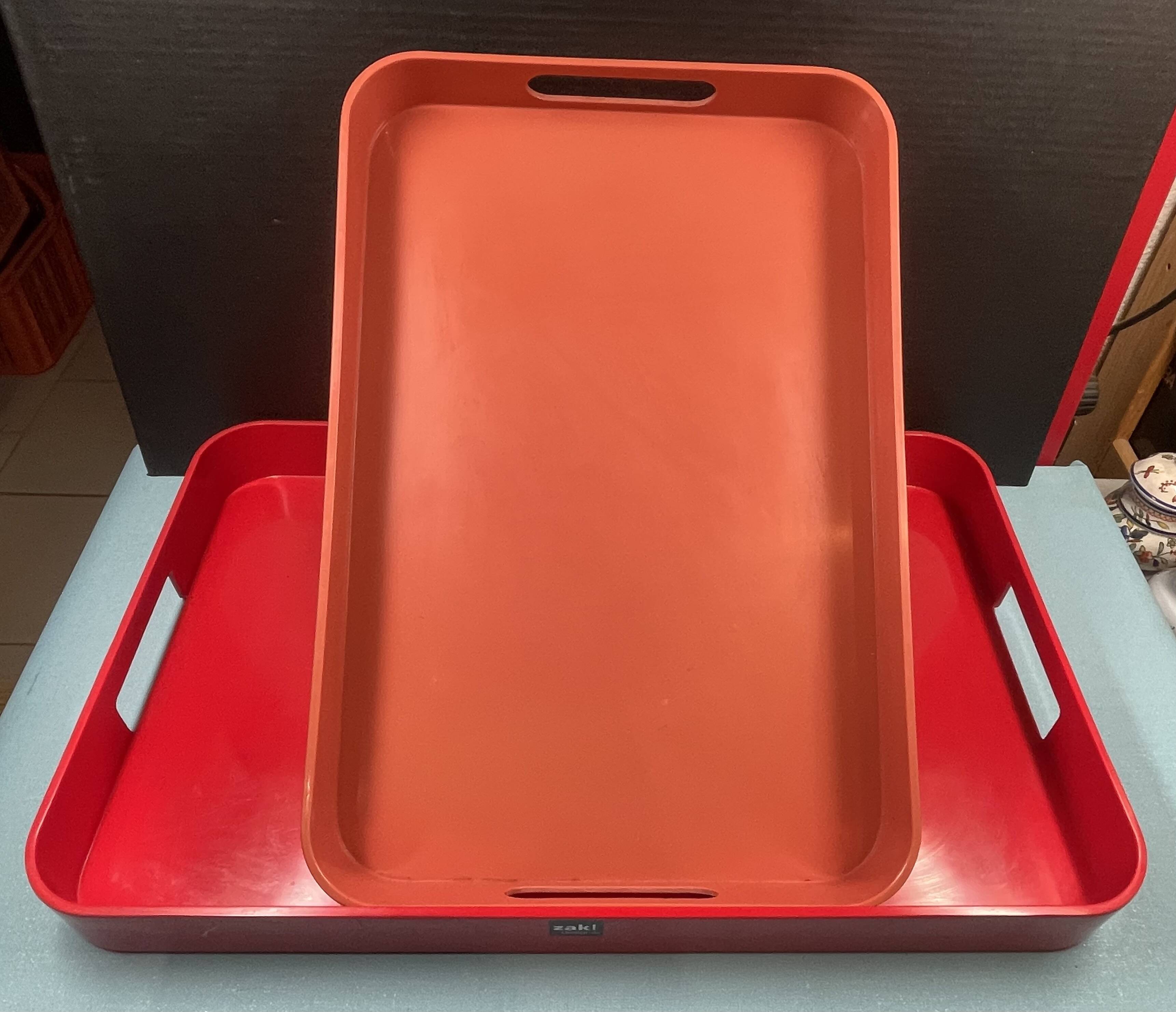 Orange and red plastic breakfast tray zak! & china vintage