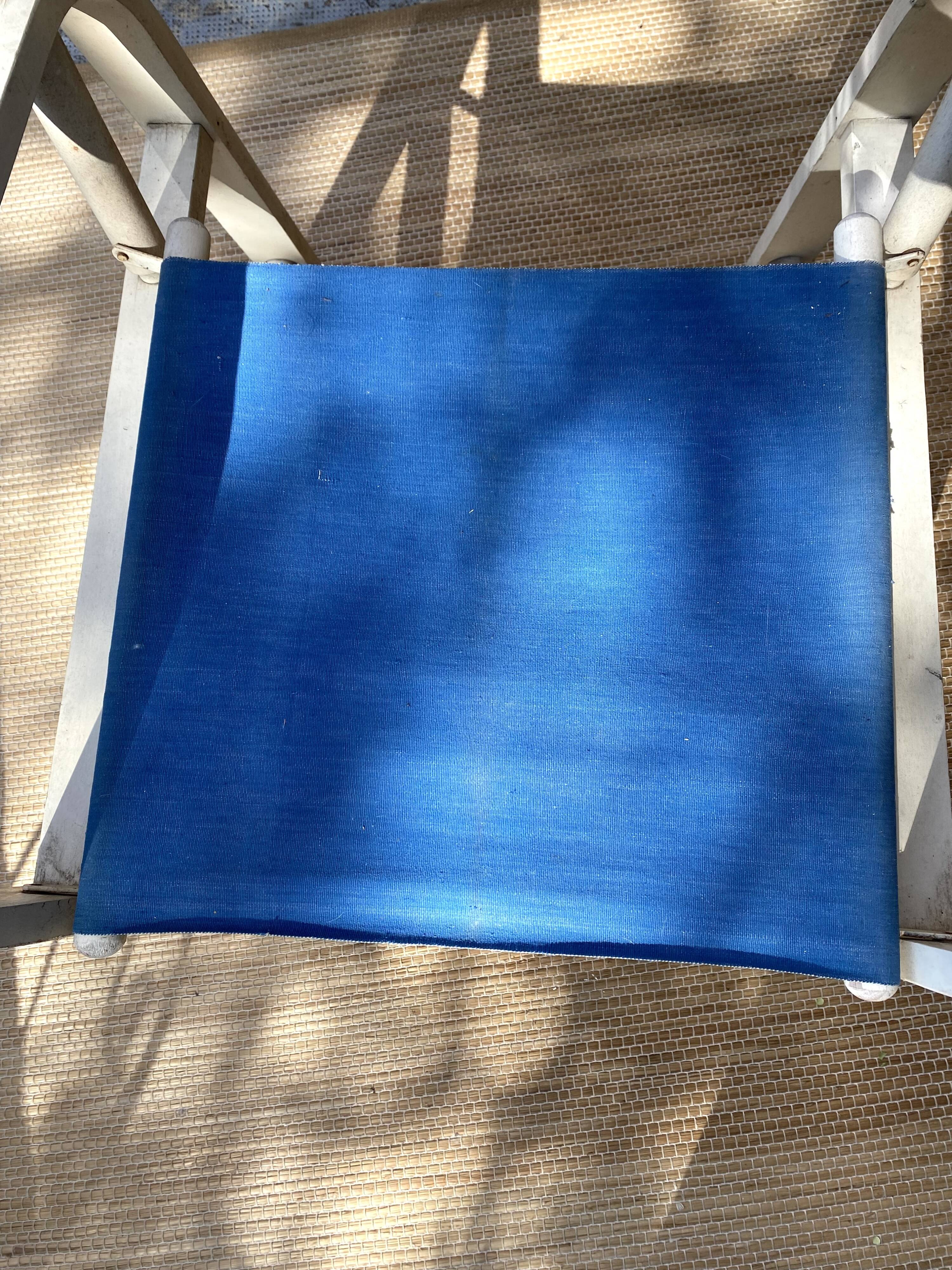 Folding canvas armchair by the sea La Baule 1960s