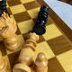 Chess set with wooden board and pieces