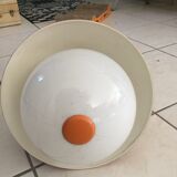 Orange hanging map 70 years  metal and glass globe