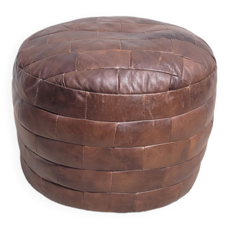 Pouf cuir en parchwork