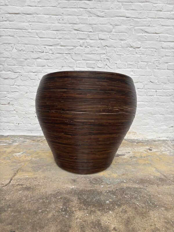 Fauteuil lounge vintage italien en rotin