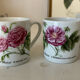 Porcelain cups rose pattern