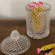 Bonbonniere, diamond-cut crystal pot with vintage lid