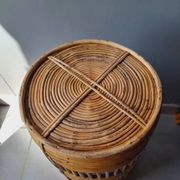 Brass and rattan umbrella stand 1970