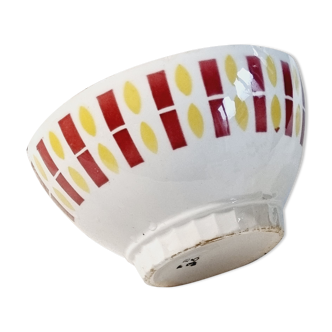 Old bowl FB yellow burgundy décor