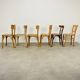 6 mismatched Baumann & Luterma bistro chairs, wood, 1960s
