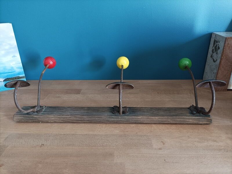 Wood and metal coat rack