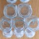 Lot de cinq pots d'apothicaire en verre transparent