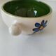 Ceramic soup bowl with blue flower decoration – handmade