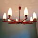 Large Scandinavian teak chandelier, Uno & Östen Kristiansson, 1960