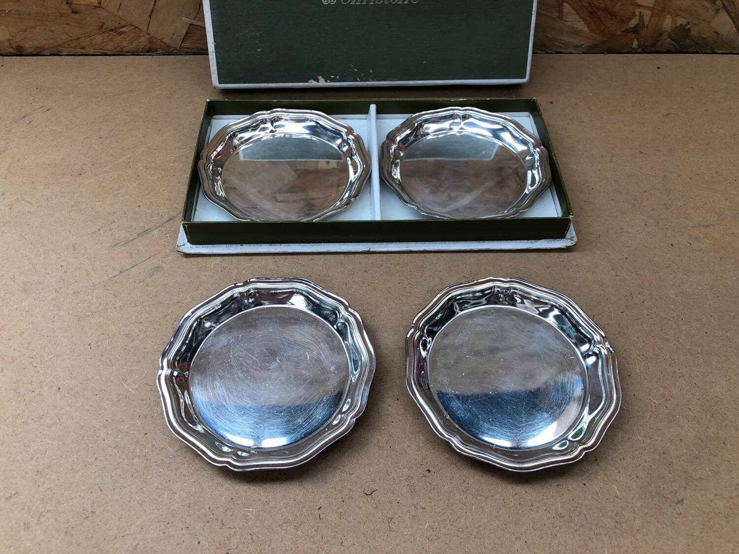 Series of 4 old christofle cups vintage silver metal