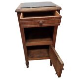 French Art Deco Oak Bedside Table with marble top