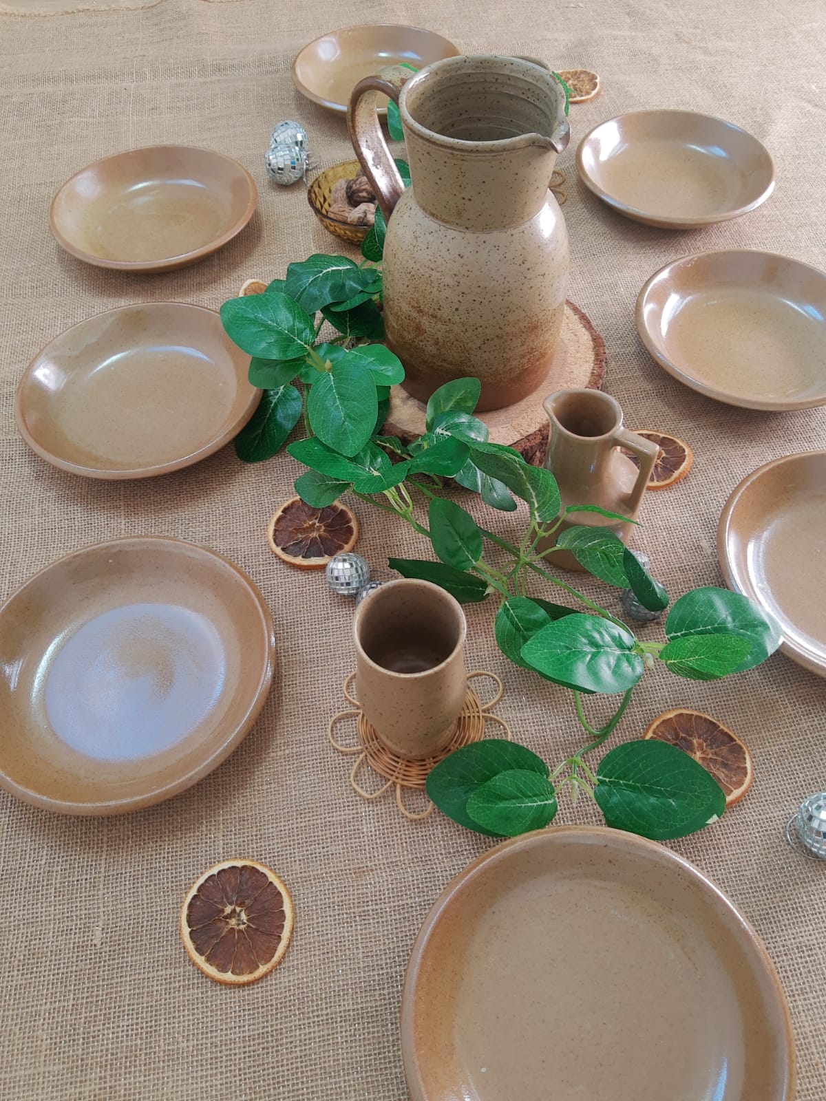 Ensemble de 8 assiettes creuses grès de brenne France vintage