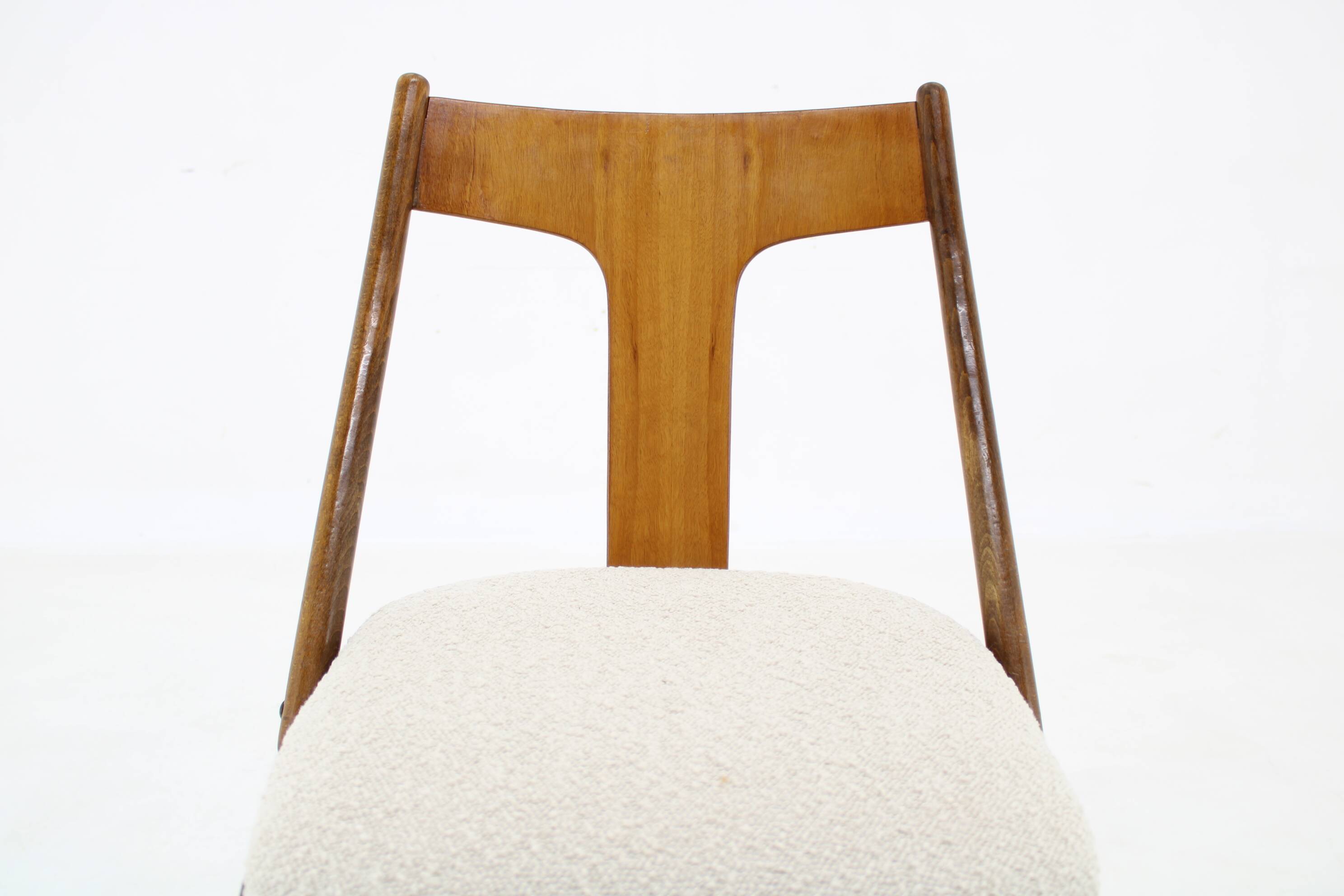 1950s Set of 4 Dining Chairs in Walnut Finish, Czechoslovakia