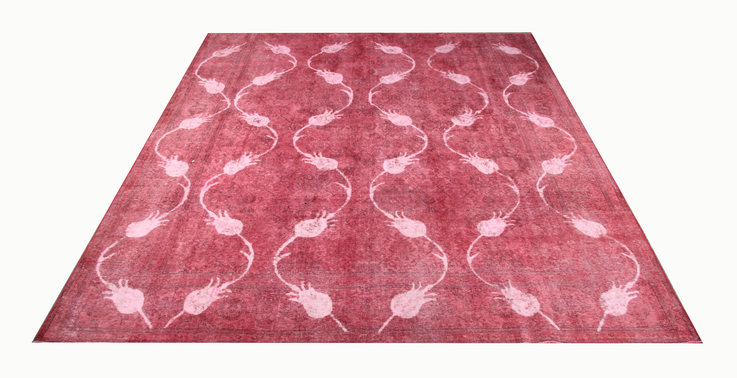 Tapis persan rouge fait à la main tapis traditionnel en laine orientale - 296x328cm