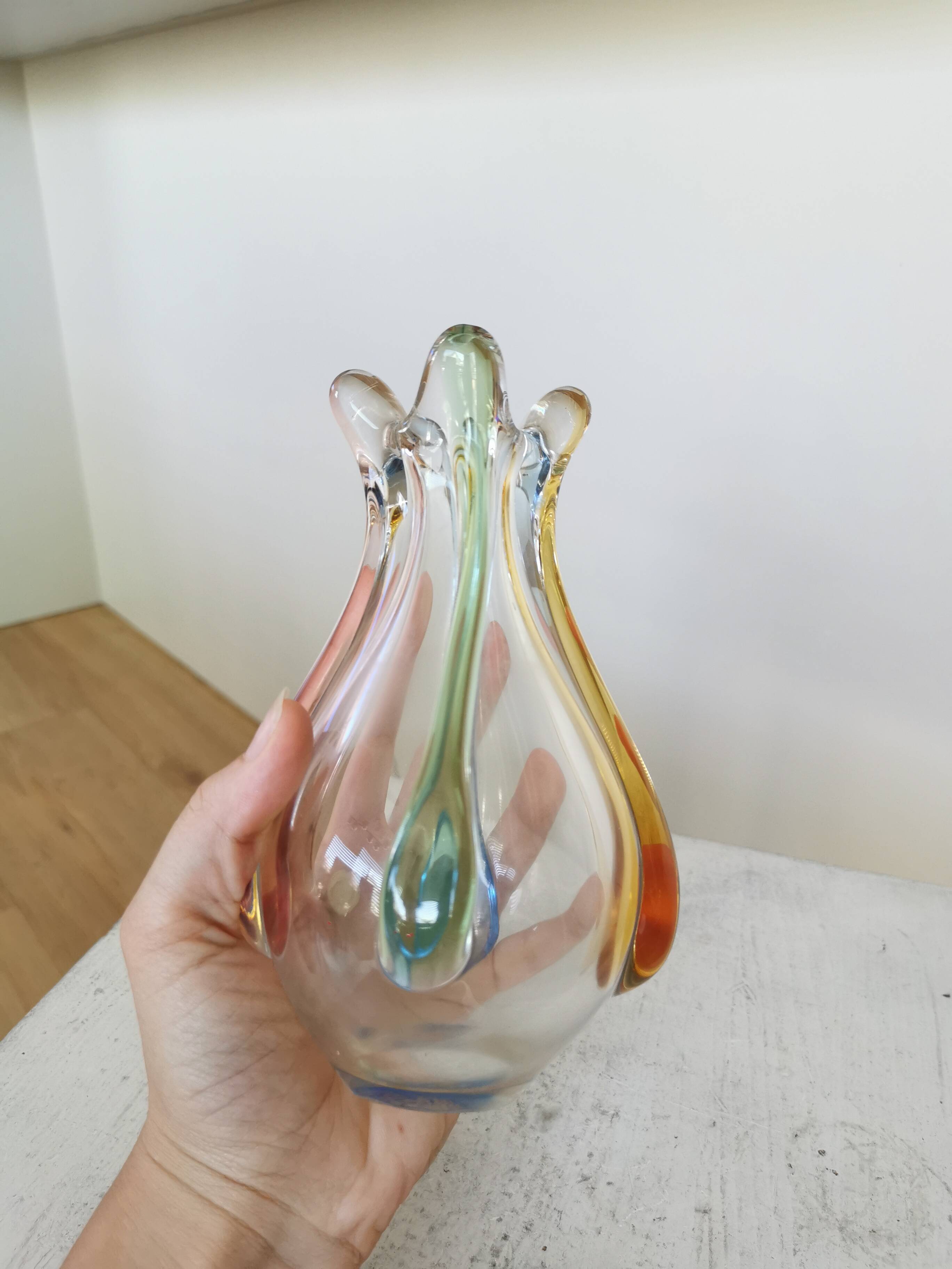 Vintage Art Glass Vase: Hanna Machanovska Mstisov Glassworks, Czechoslovaki