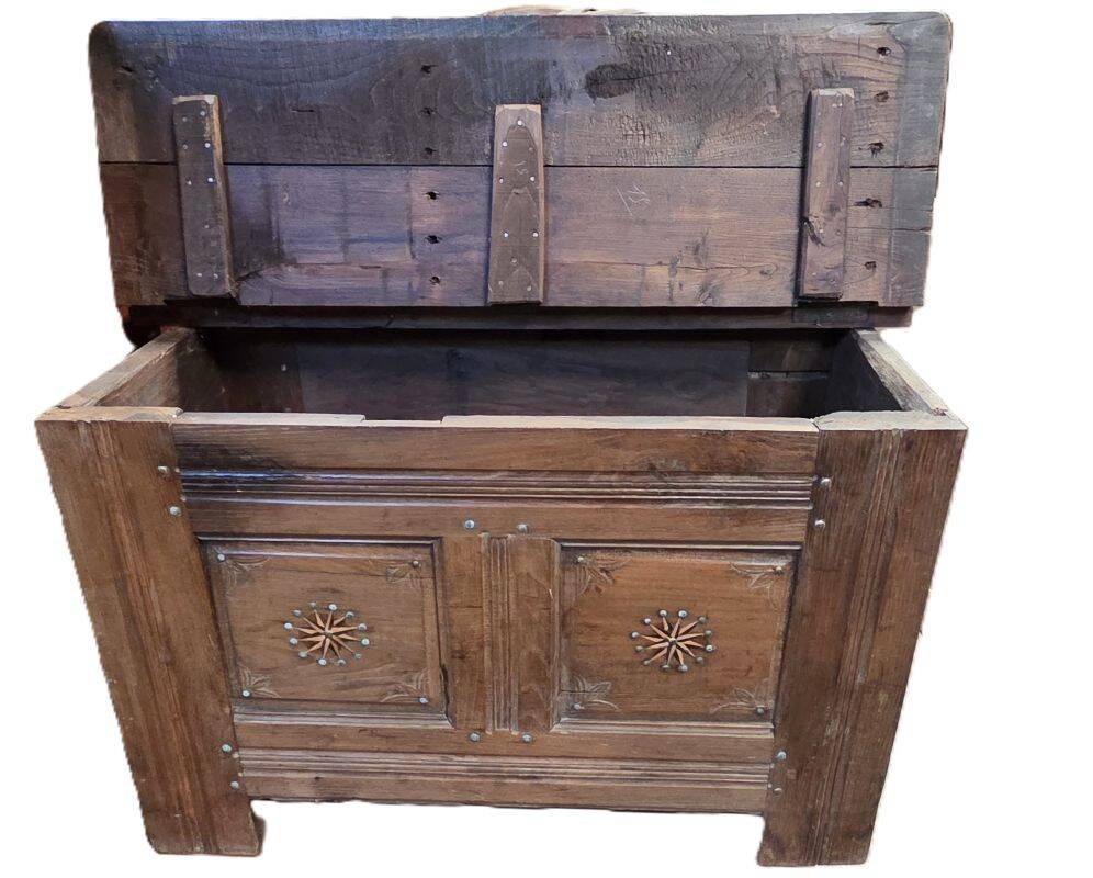 Small Breton Chest Decorated with Brass Nails