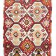 5x9 Faded Red Bohemian Kilim Rug, Wool Handknotted Rug, 148x259