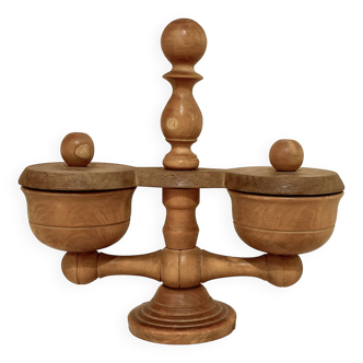serviteur sel et poivre brutalist bois de buis 1900 salière poivrier moulin