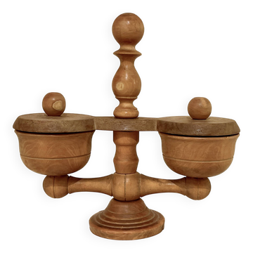 serviteur sel et poivre brutalist bois de buis 1900 salière poivrier moulin