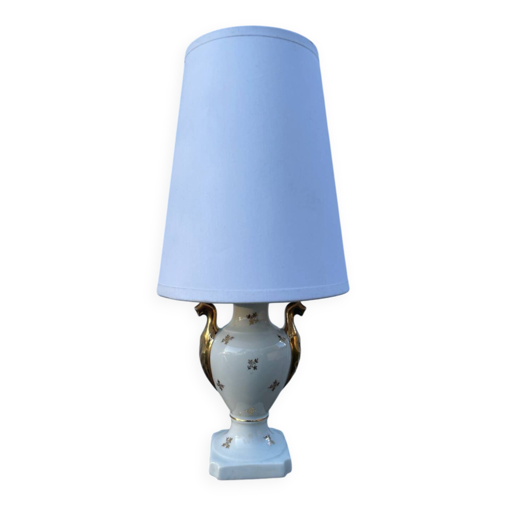 White and gold Limoges porcelain lamp