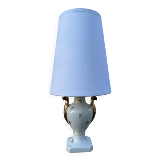 White and gold Limoges porcelain lamp