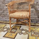 Fauteuil osier rotin 1960 vintage