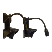 Pair of cast iron wall sconces with articulated arm, dog shape. Vintage