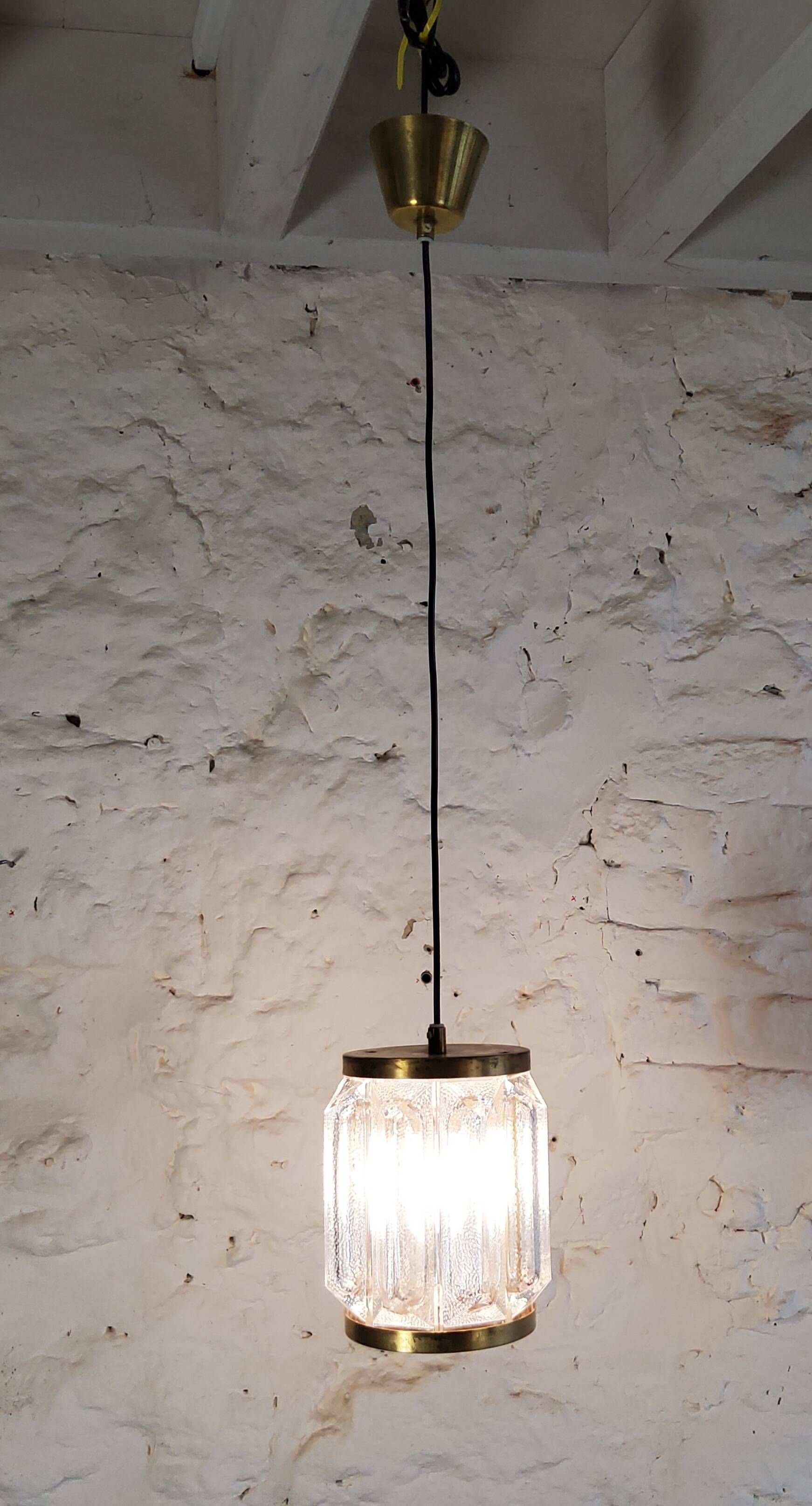 Scandinavian brass and glass pendant for Reijmyre by Paul Kedelv