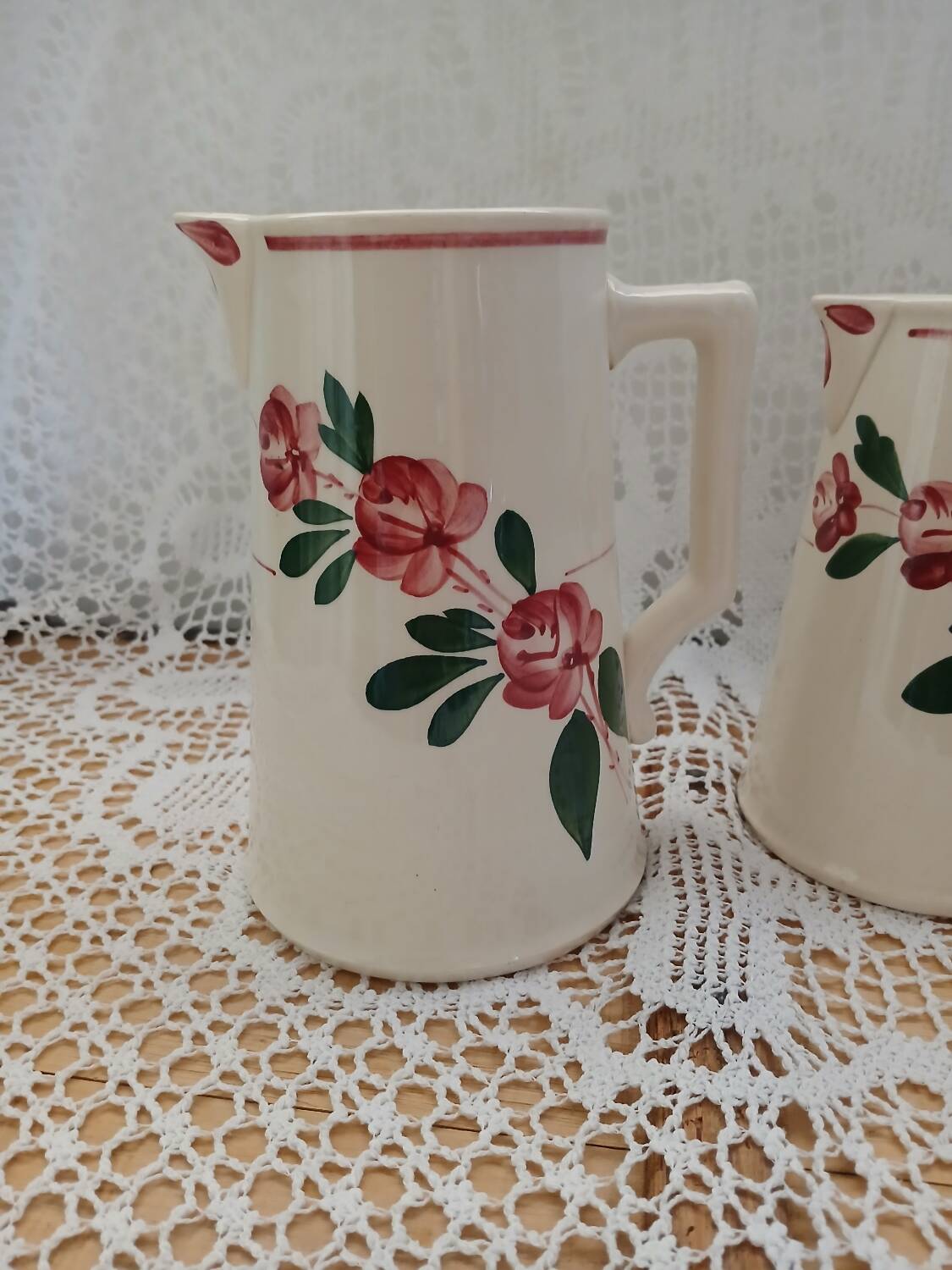 3 antique Sarreguemines pitchers