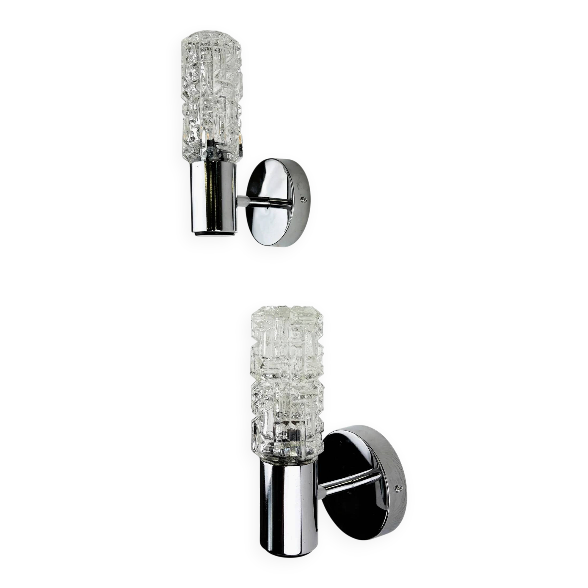 Pair of Targetti Sankey sconces, Murano faceted glass, Italy, 1970