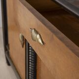 Buffet vintage des années 1940 en bois et verre design Art Déco italien