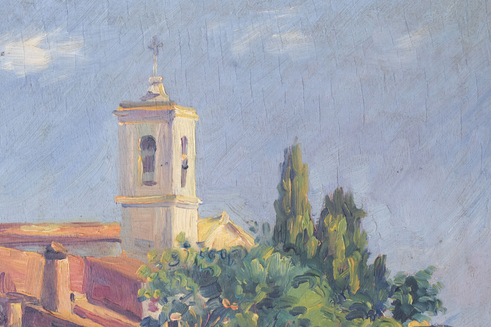 Landscape with village in golden light 'Sant Andreu de Salou'