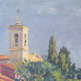 Landscape with village in golden light 'Sant Andreu de Salou'