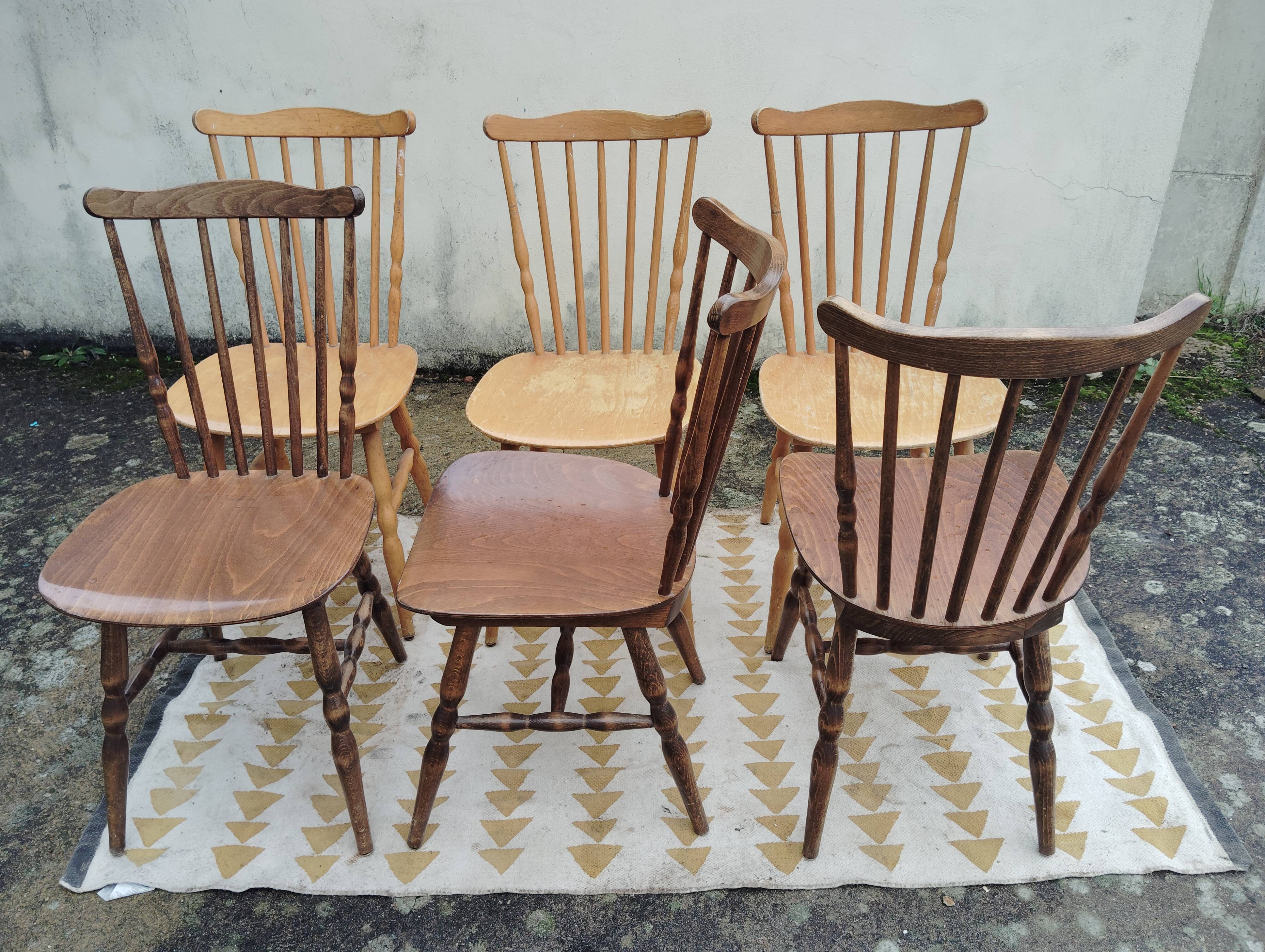Set 6 chaises bistrot/western Baumann Tacoma en 2 teintes