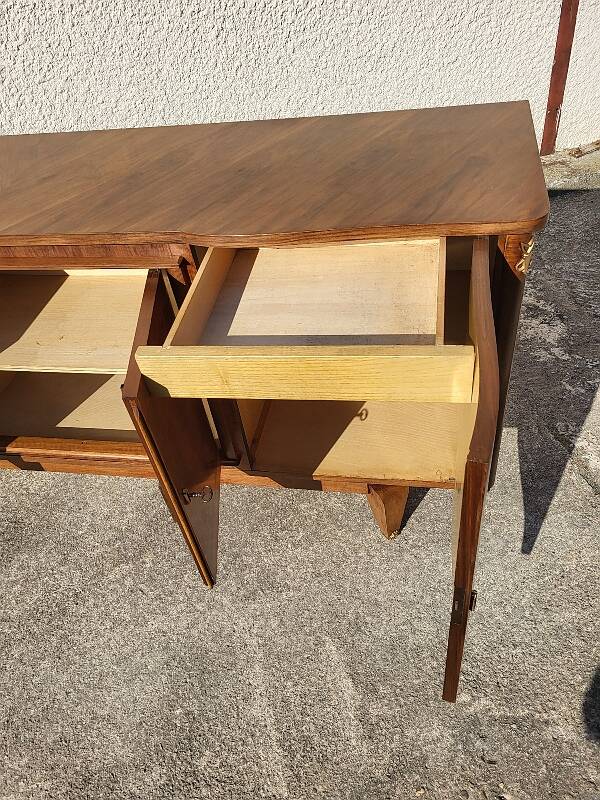 Art deco marquetry 4-door sideboard in walnut from the 1950s