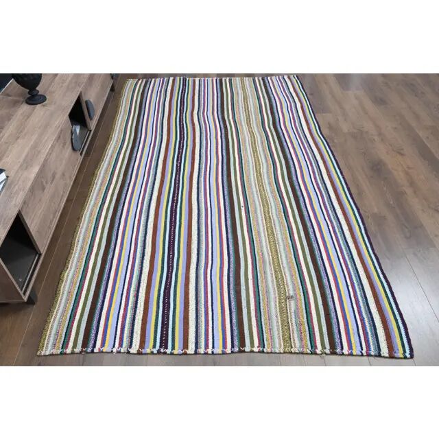 Tapis turc Oushak fait main en laine et coton multicolore, années 1970