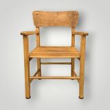 Antique wooden children's chair with armrests – marked unifa